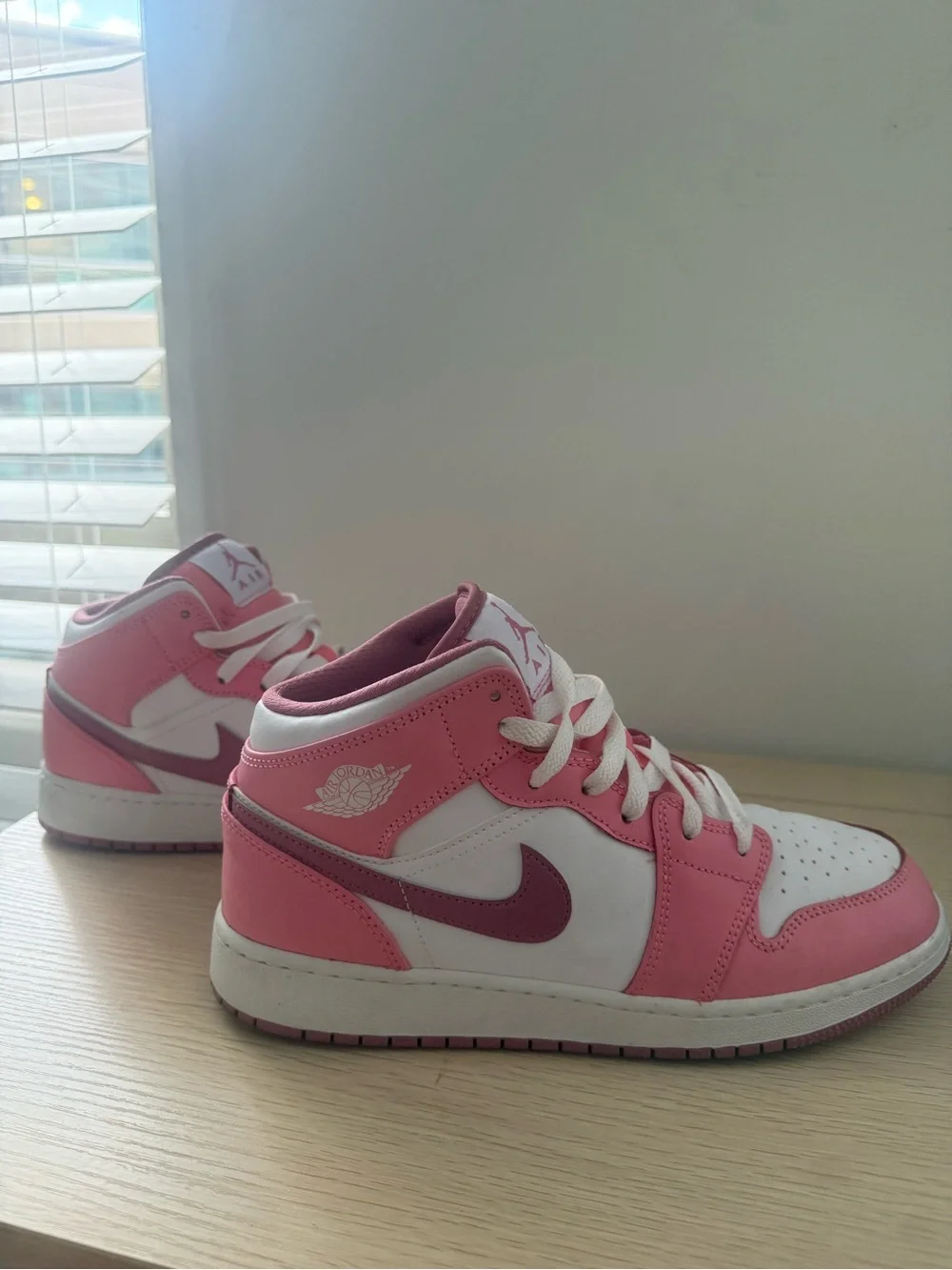 Jordan Kids White and Pink High-Top Sneakers